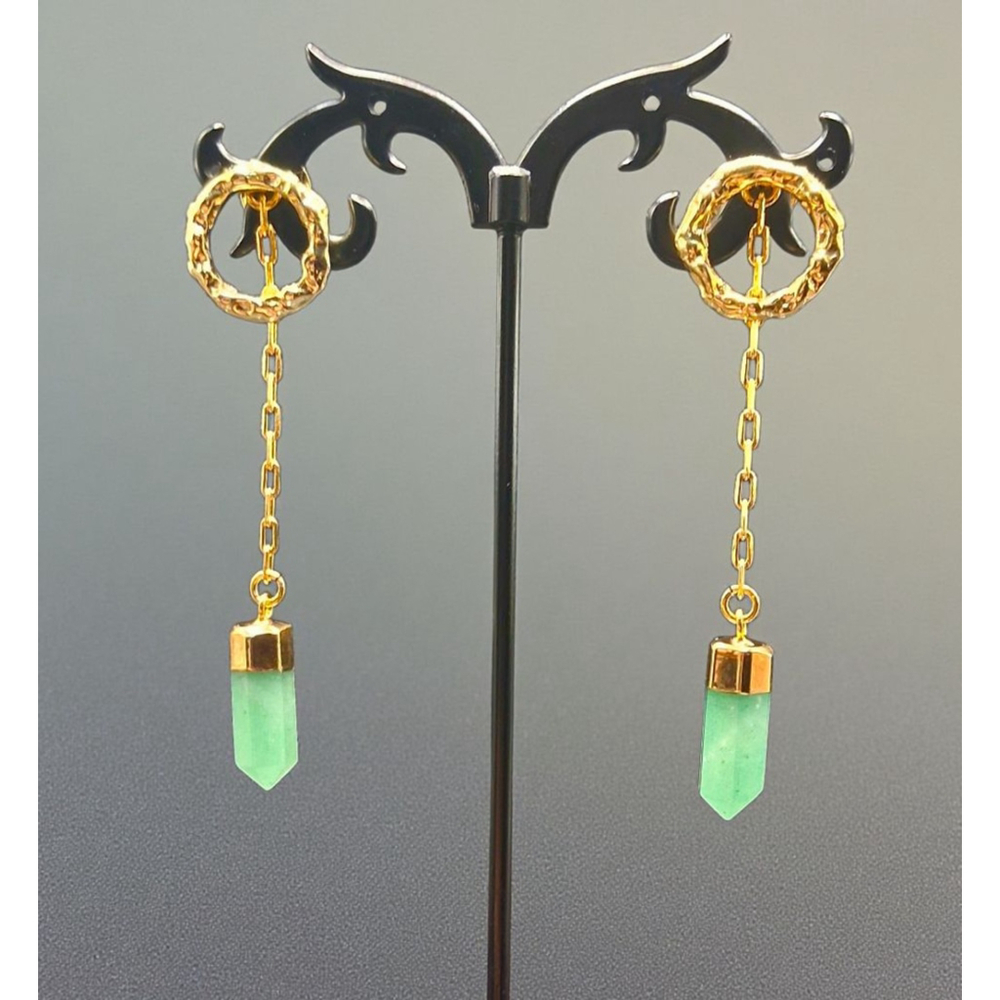 14K Gold Plated Emerald Quartz Earrings 20.00 ctw